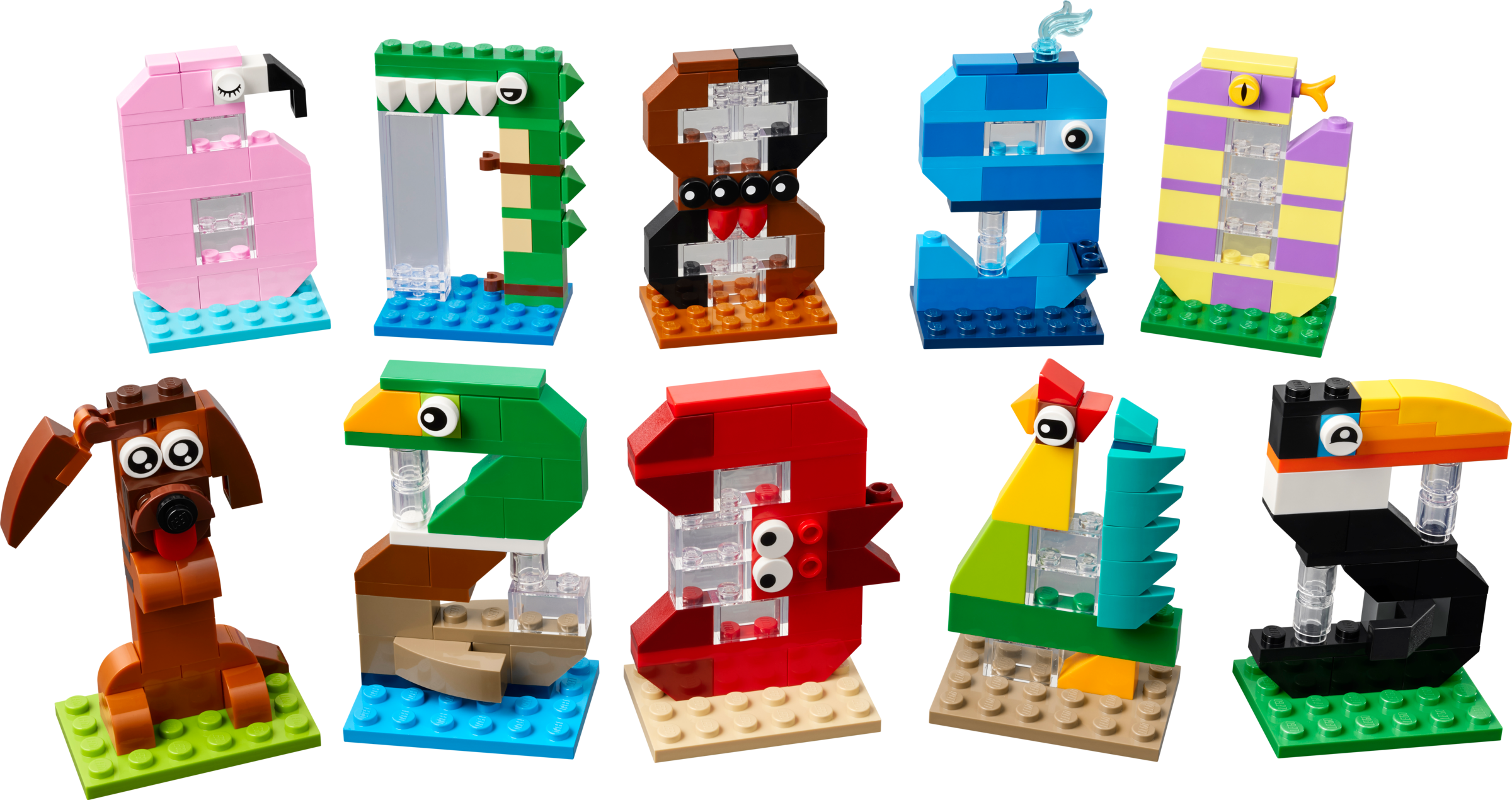LEGO Birthday Numbers animal set 281 pieces, imported from the UK