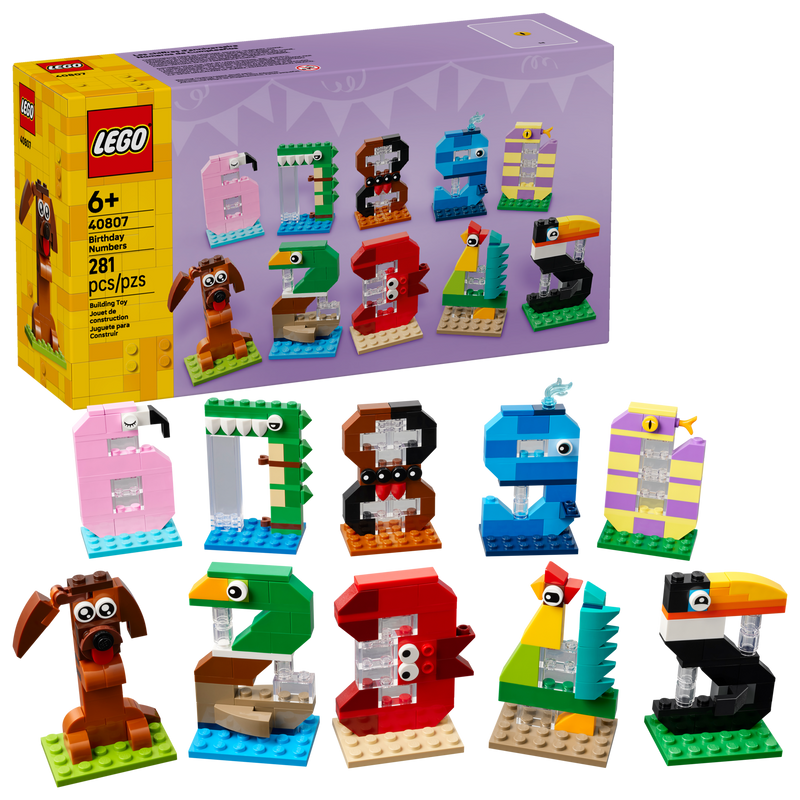 LEGO Birthday Numbers animal set 281 pieces, imported from the UK