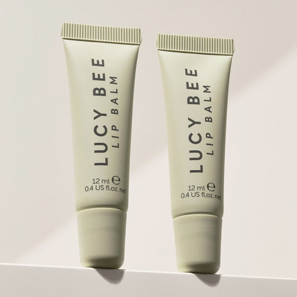 Lucy Bee hydrating lip balm duo clear and tinted, UK version