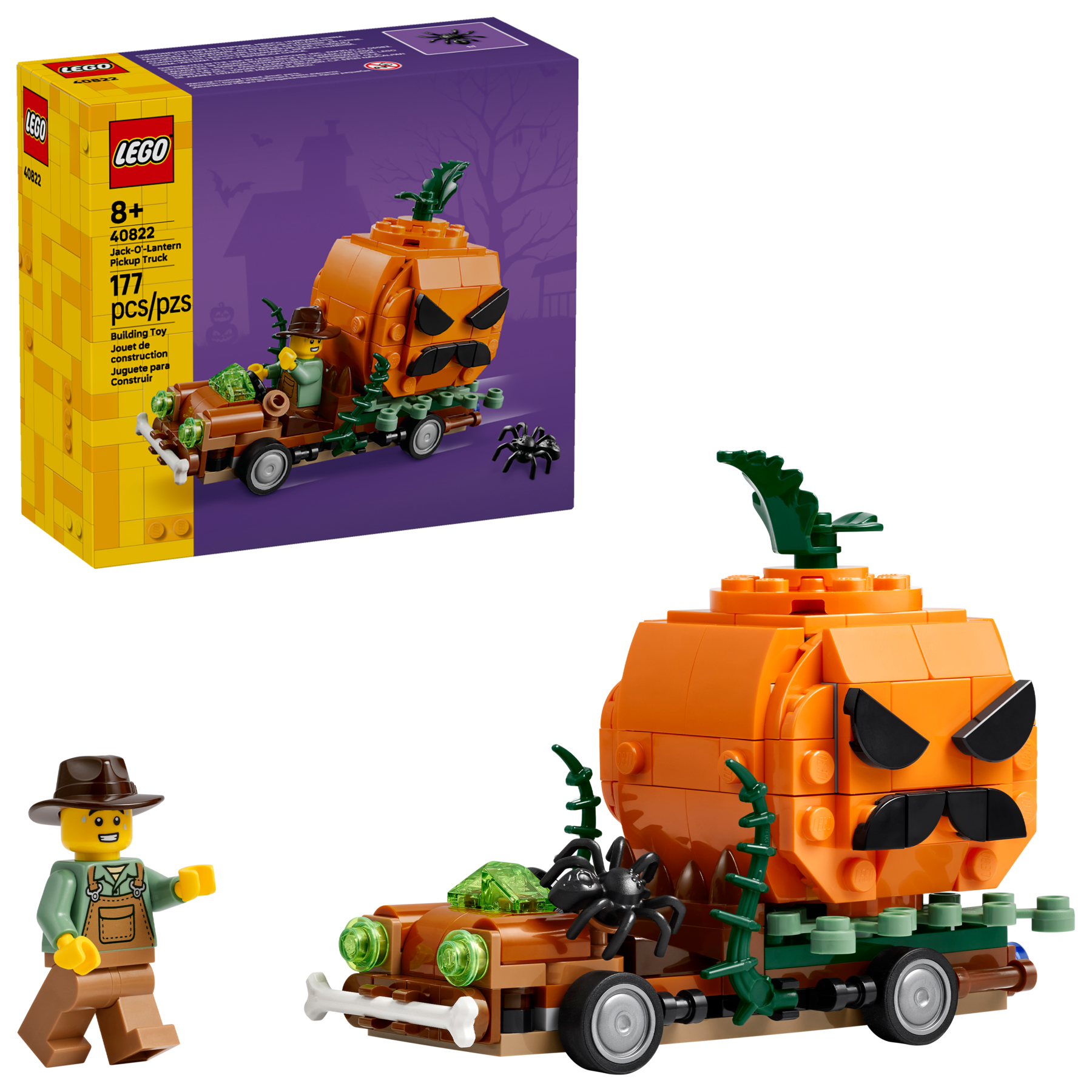 LEGO Building Toy Jack-O'-Lantern Pickup Truck 177 Pieces, imported from the UK