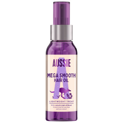 ASDA Aussie Mega Smooth Hair Oil Vegan Hair Repair Treatment for Dry Damaged Hair 100ml- Buy online at McGrocer