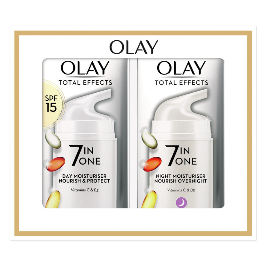 Olay Total Effects Anti-Ageing 7in1 Giftset:  Day Moisturiser 37ml, Night Firming Moisturiser 37ml