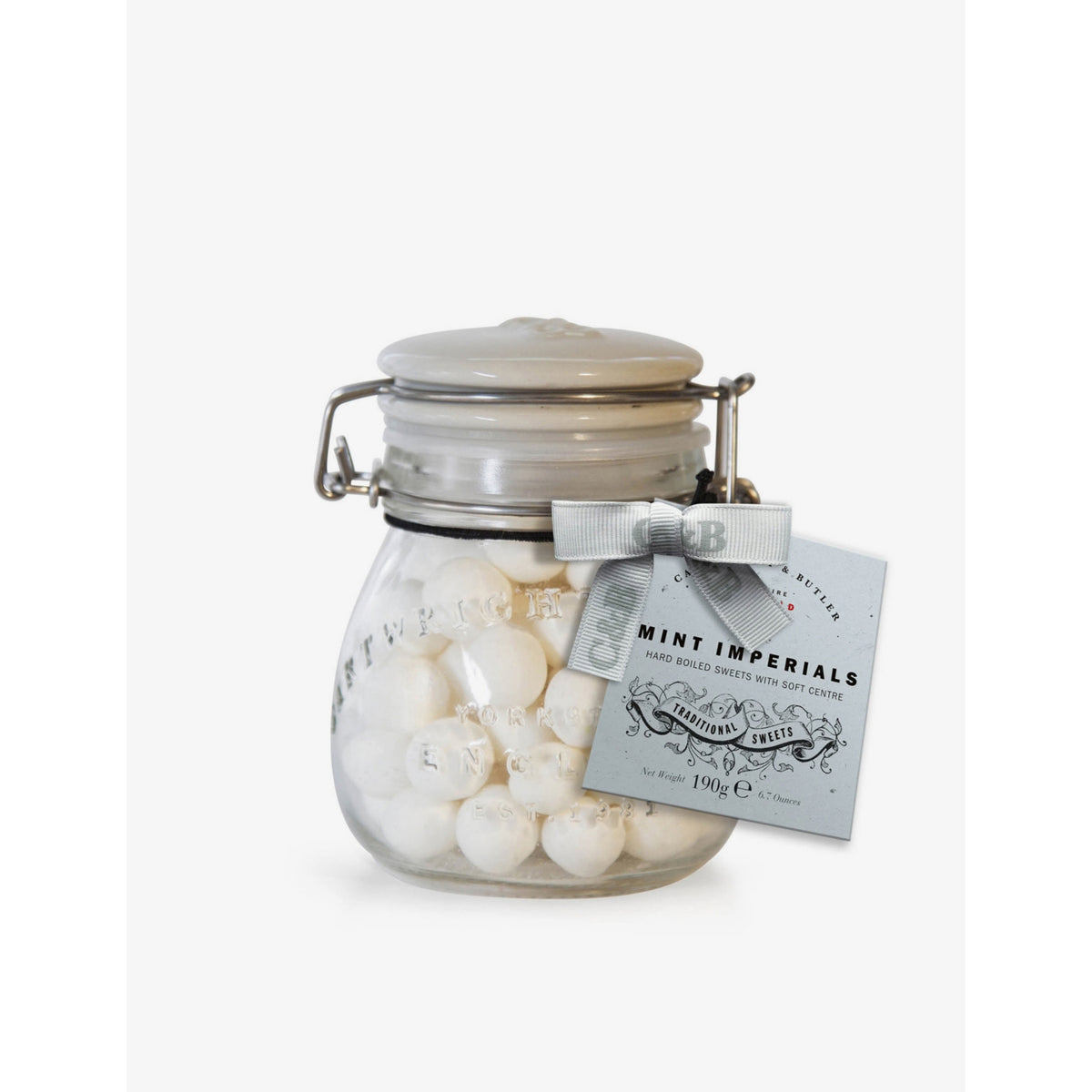 Cartwright & Butler Mint Imperials sweets 190g jar, imported from the UK