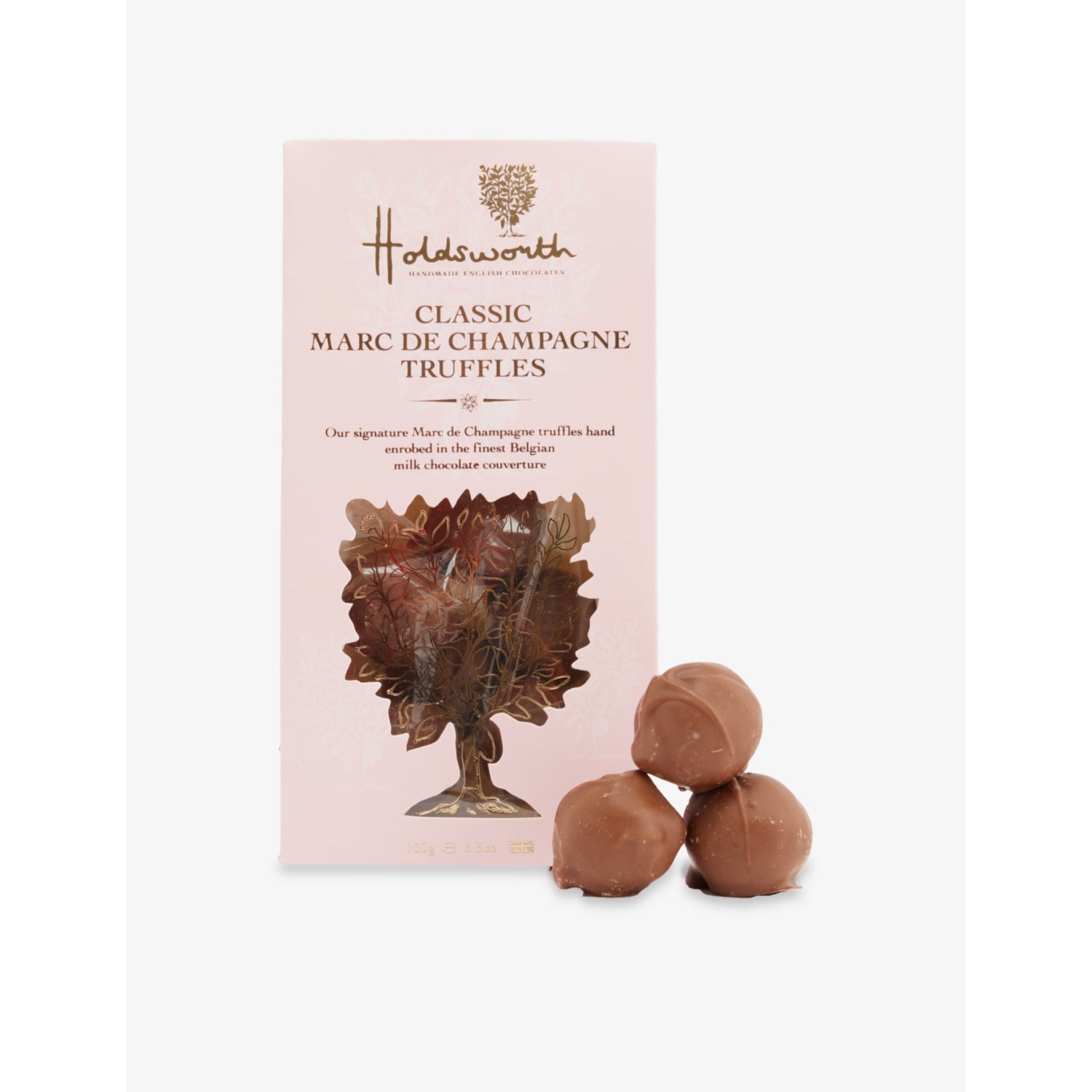 Holdsworth Marc de Champagne milk chocolate truffles 100g (British brand)