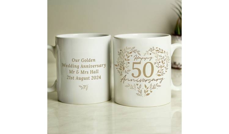 Personalised 50th anniversary ceramic mug, imported from the UK