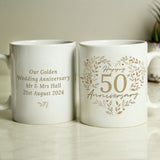 Personalised 50th anniversary ceramic mug, imported from the UK