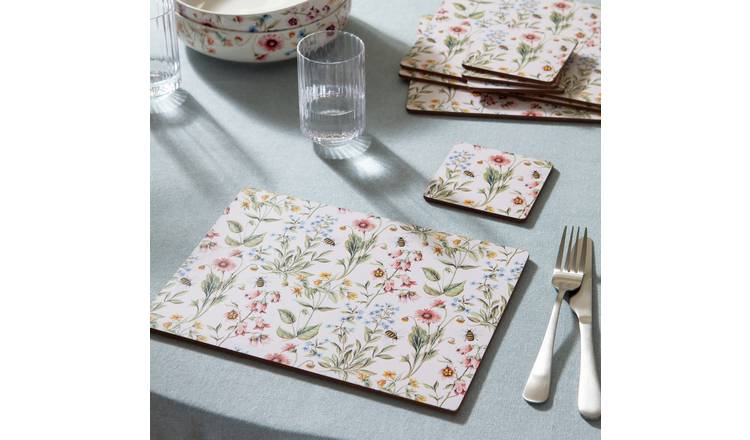 Argos Home bee floral placemats and coasters set, imported from the UK