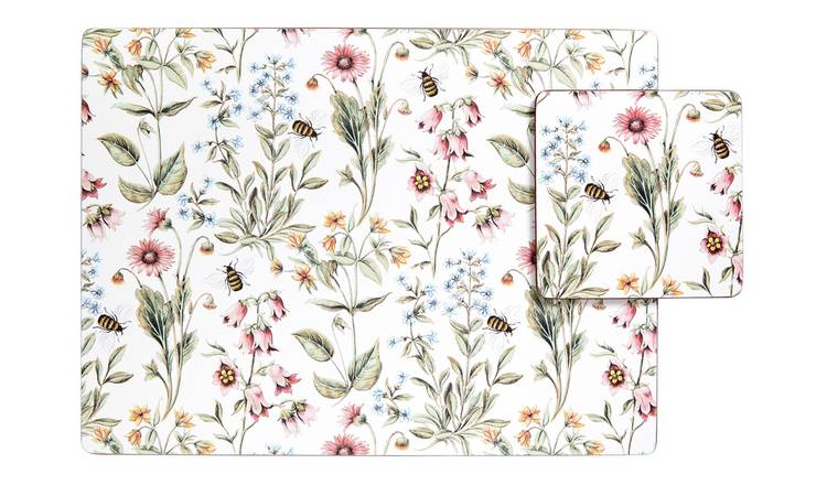 Argos Home bee floral placemats and coasters set, imported from the UK