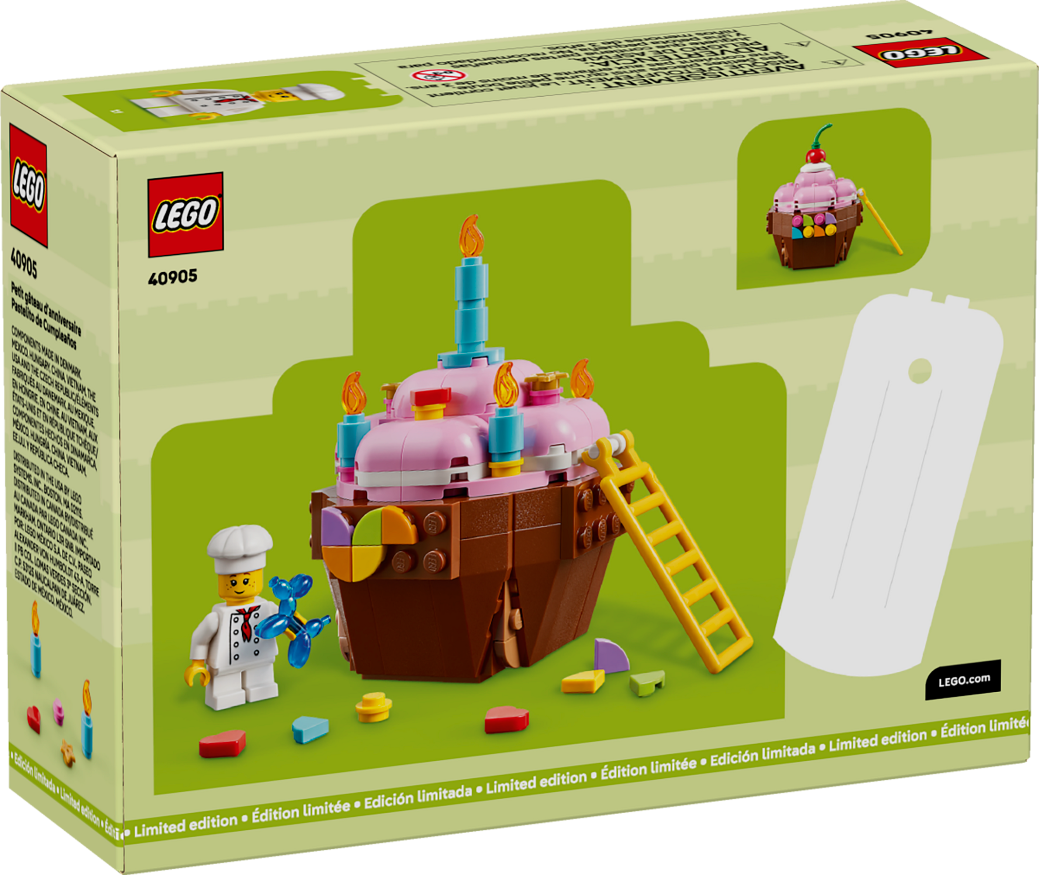 LEGO Birthday Cupcake building set with chef minifigure, 174 pieces (British brand)