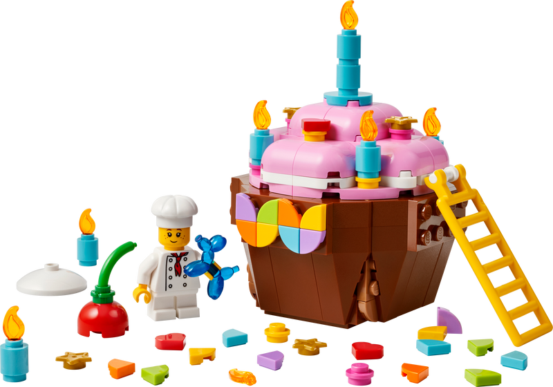 LEGO Birthday Cupcake building set with chef minifigure, 174 pieces (British brand)