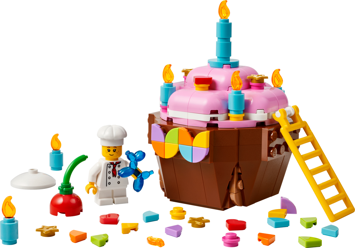 LEGO Birthday Cupcake building set with chef minifigure, 174 pieces (British brand)