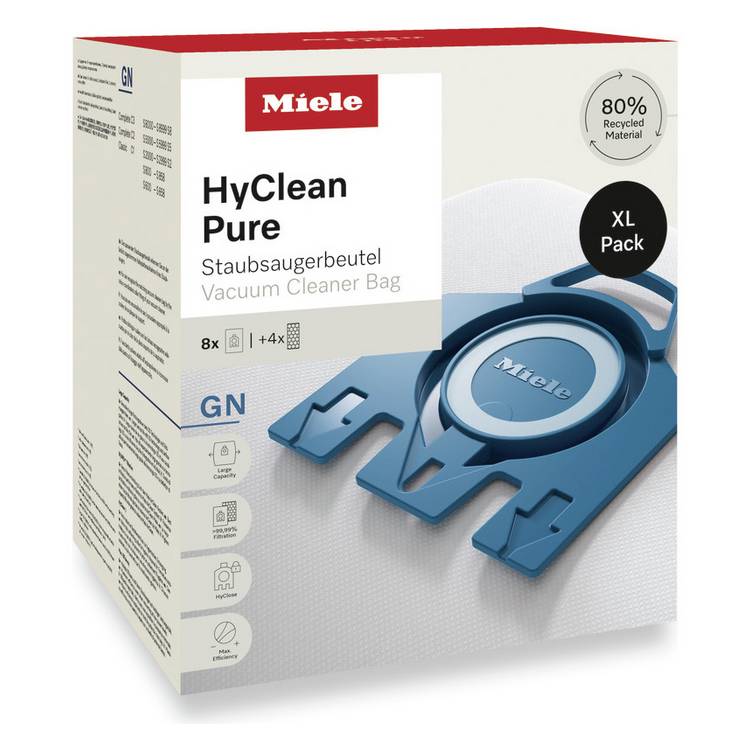Miele HyClean Pure GN dust bags pack of 8 (British brand)