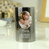 Personalised smoked glass LED candle with photo message - British product