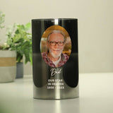 Personalised smoked glass LED candle with photo message - British product