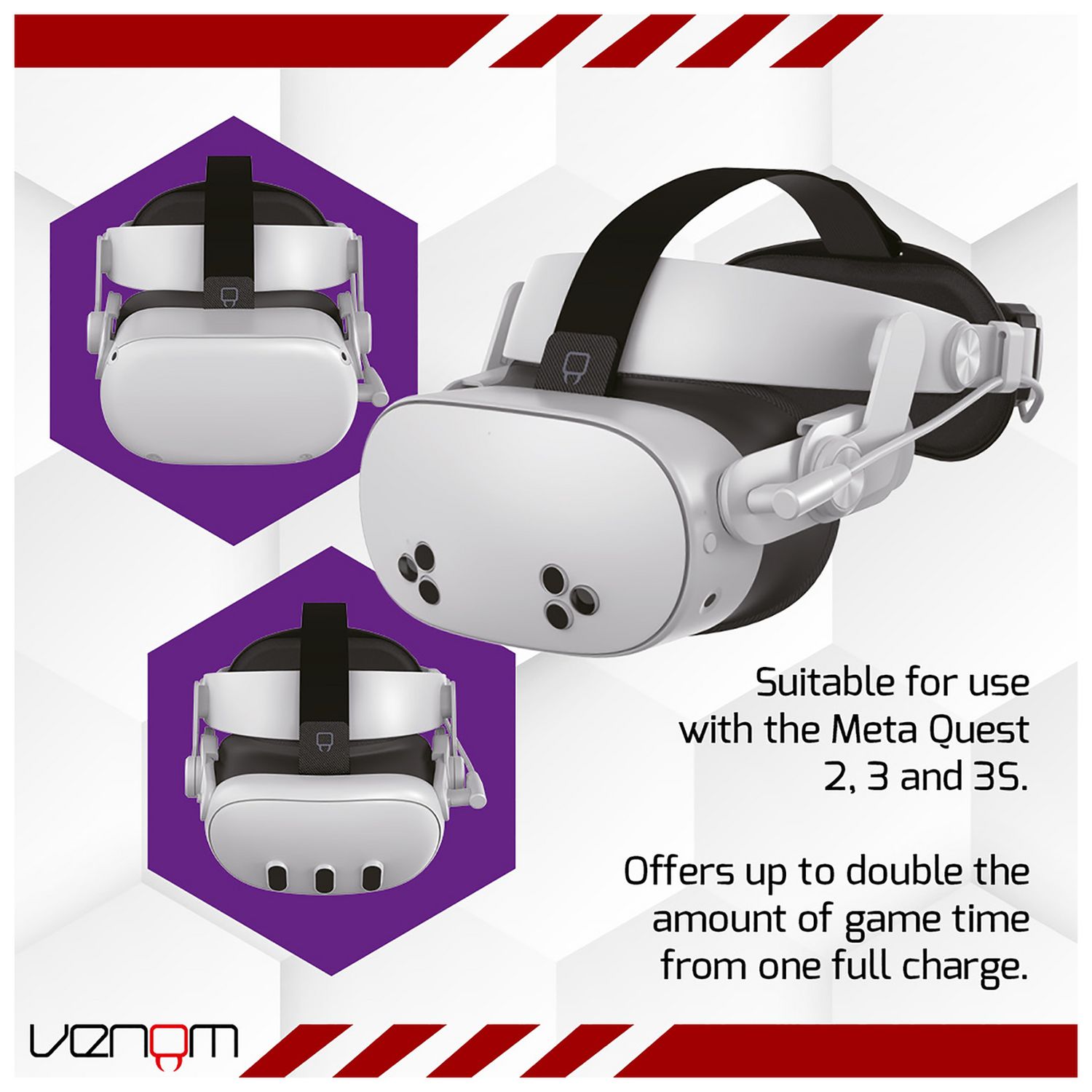 Venom head strap with battery for Meta Quest headsets - British product