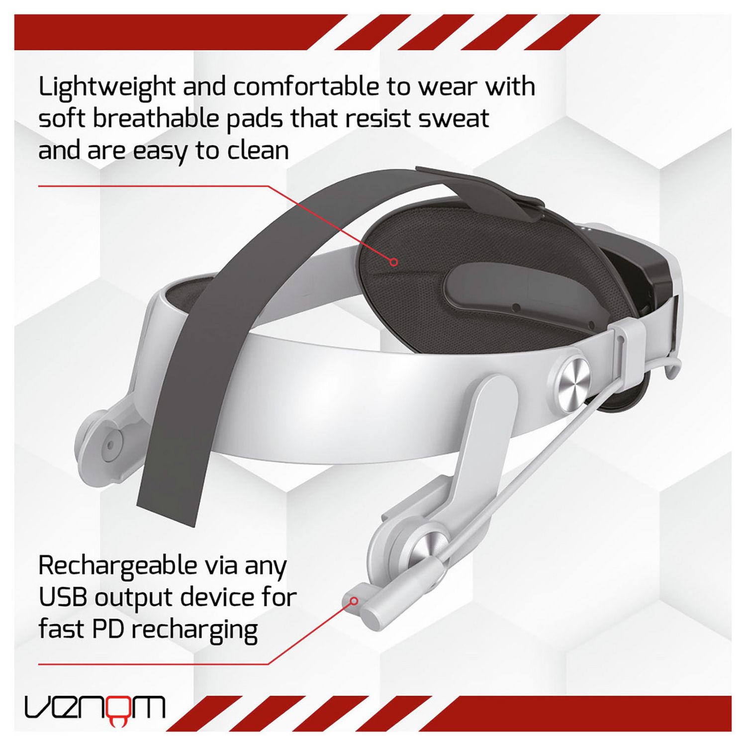 Venom head strap with battery for Meta Quest headsets - British product