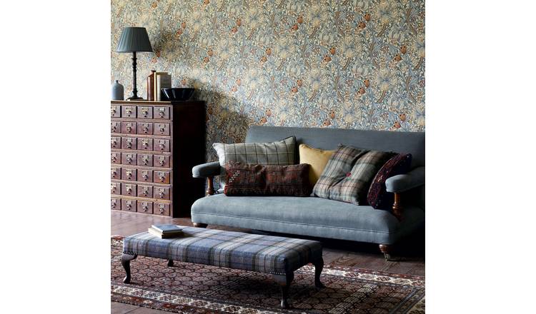 Morris & Co. Golden Lilies blue floral wallpaper roll - British product