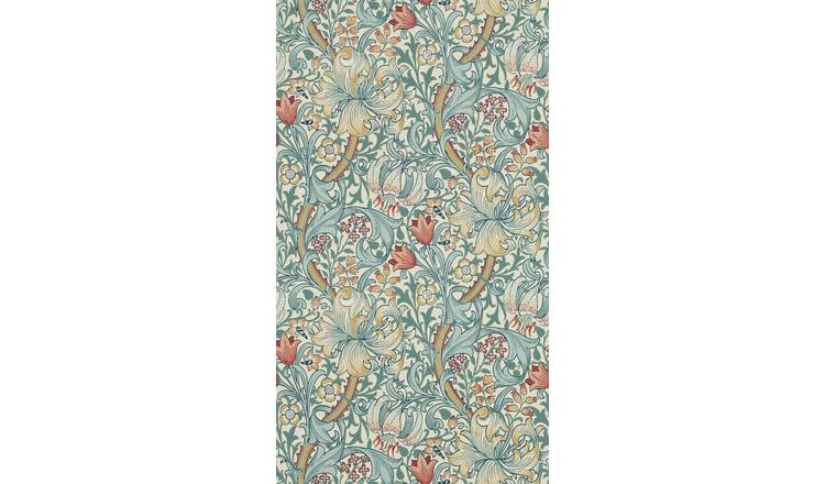 Morris & Co. Golden Lilies blue floral wallpaper roll - British product