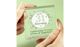 Personalised anniversary glass block 7.5cm, imported from the UK
