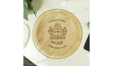 Personalised round wooden chopping board 25cm - British product