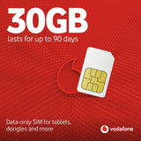 Vodafone 30GB Pay As You Go data SIM card, UK version