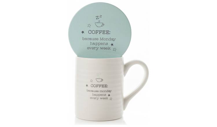 Love Life Monday Coffee Mug and Coaster Set, UK version