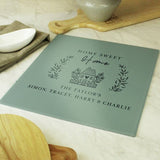 Personalised home message glass chopping board 27.8cm - British product