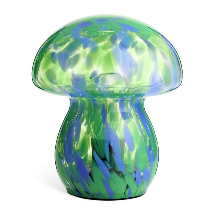 Habitat mushroom table lamp blue and green battery powered H16cm, imported from the UK
