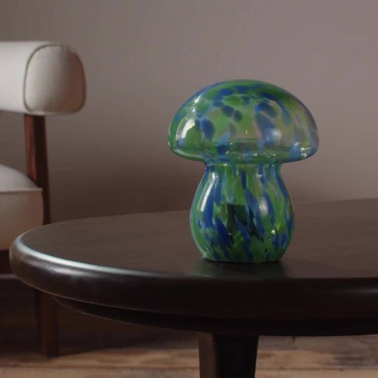 Habitat mushroom table lamp blue and green battery powered H16cm, imported from the UK