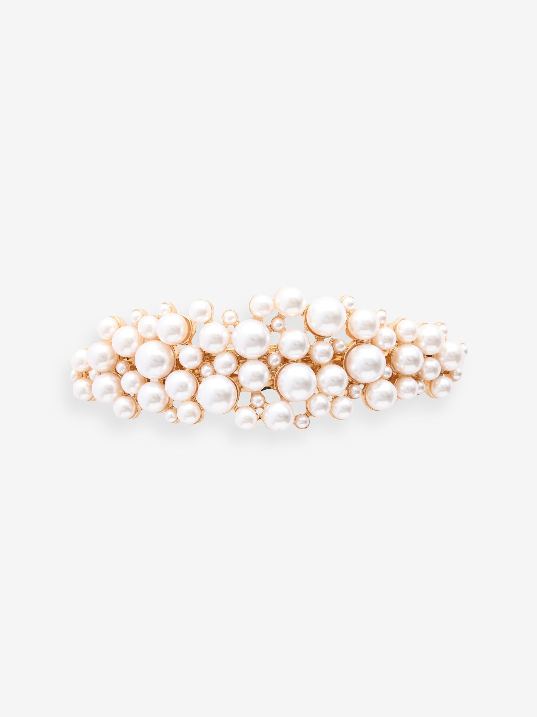 White pearl effect metal barette clip (British brand)