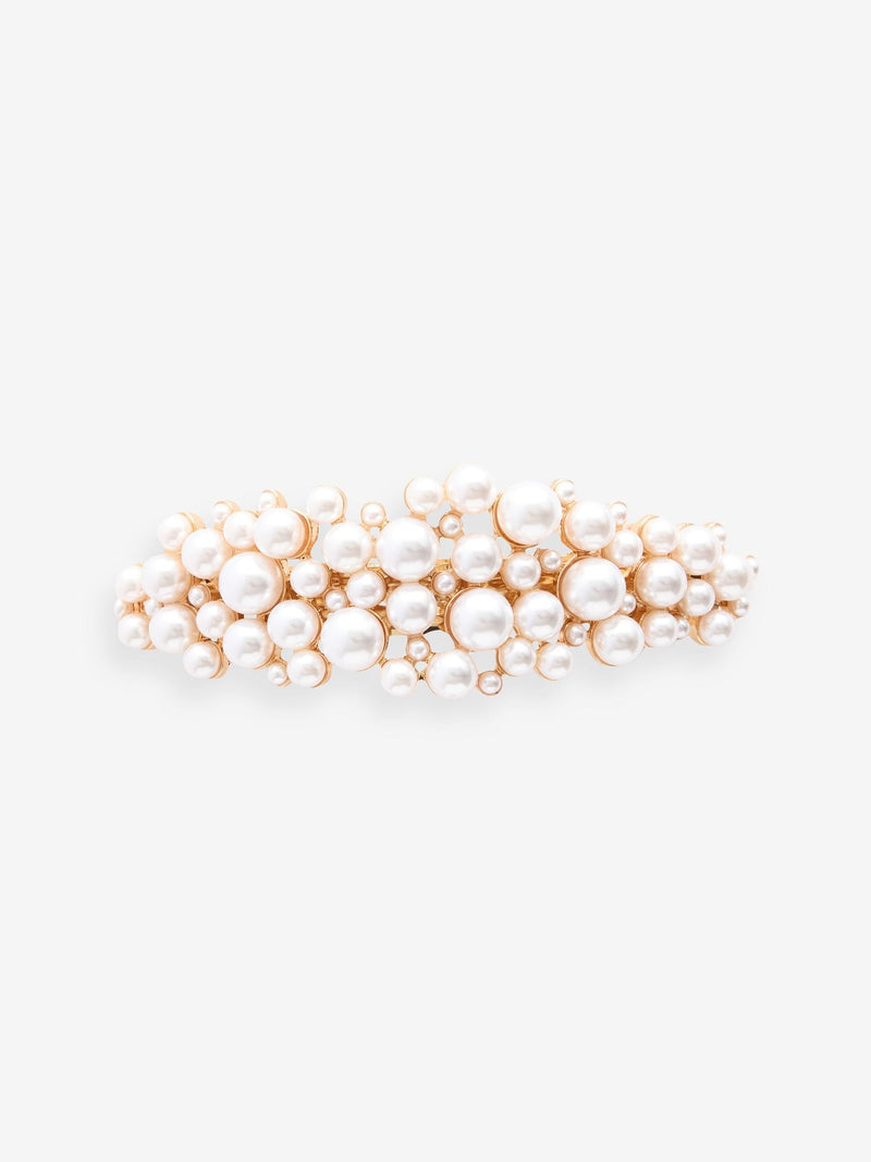 White pearl effect metal barette clip (British brand)