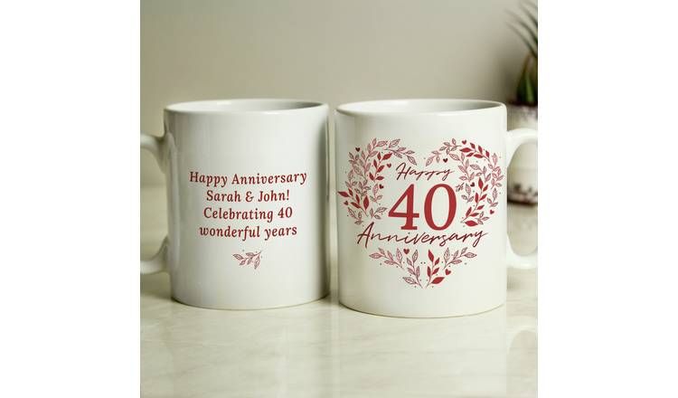 Personalised Message 40th Ruby Wedding Anniversary Mug