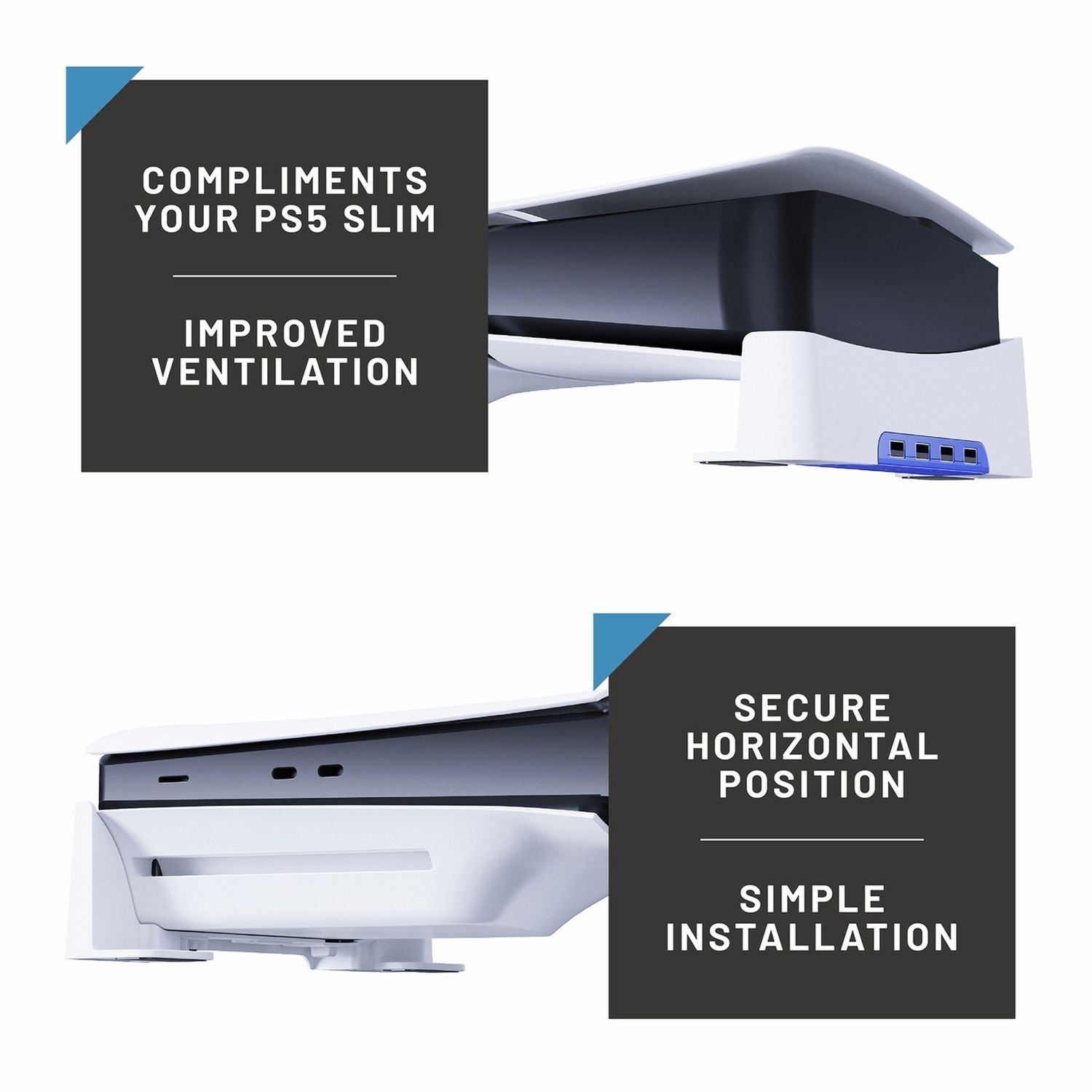 Stealth horizontal USB stand for PS5 Slim and Pro - British product