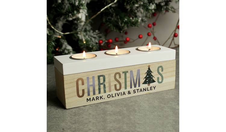 Personalised Message Christmas Triple Tea Light Box GOODS Argos