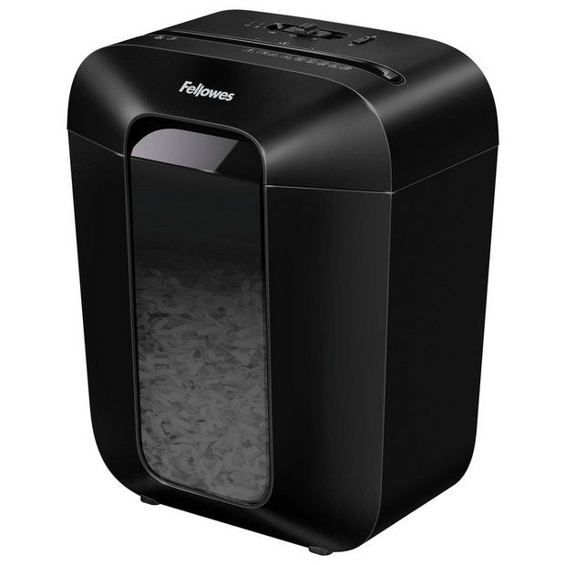 Fellowes PowerShred LX50 cross-cut shredder 9 sheets 17 litres, imported from the UK