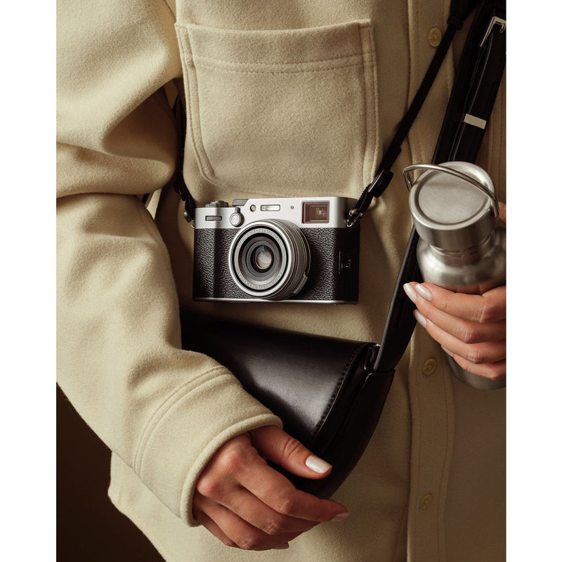 Fujifilm X100VI silver mirrorless camera with lens - British product