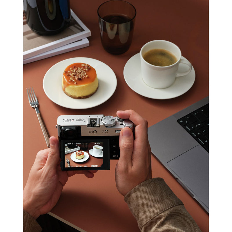 Fujifilm X100VI silver mirrorless camera with lens - British product