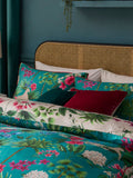 Teal Green Reversible Safari Duvet Cover and Pillowcase Set (British brand)