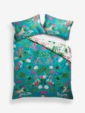Teal Green Reversible Safari Duvet Cover and Pillowcase Set (British brand)
