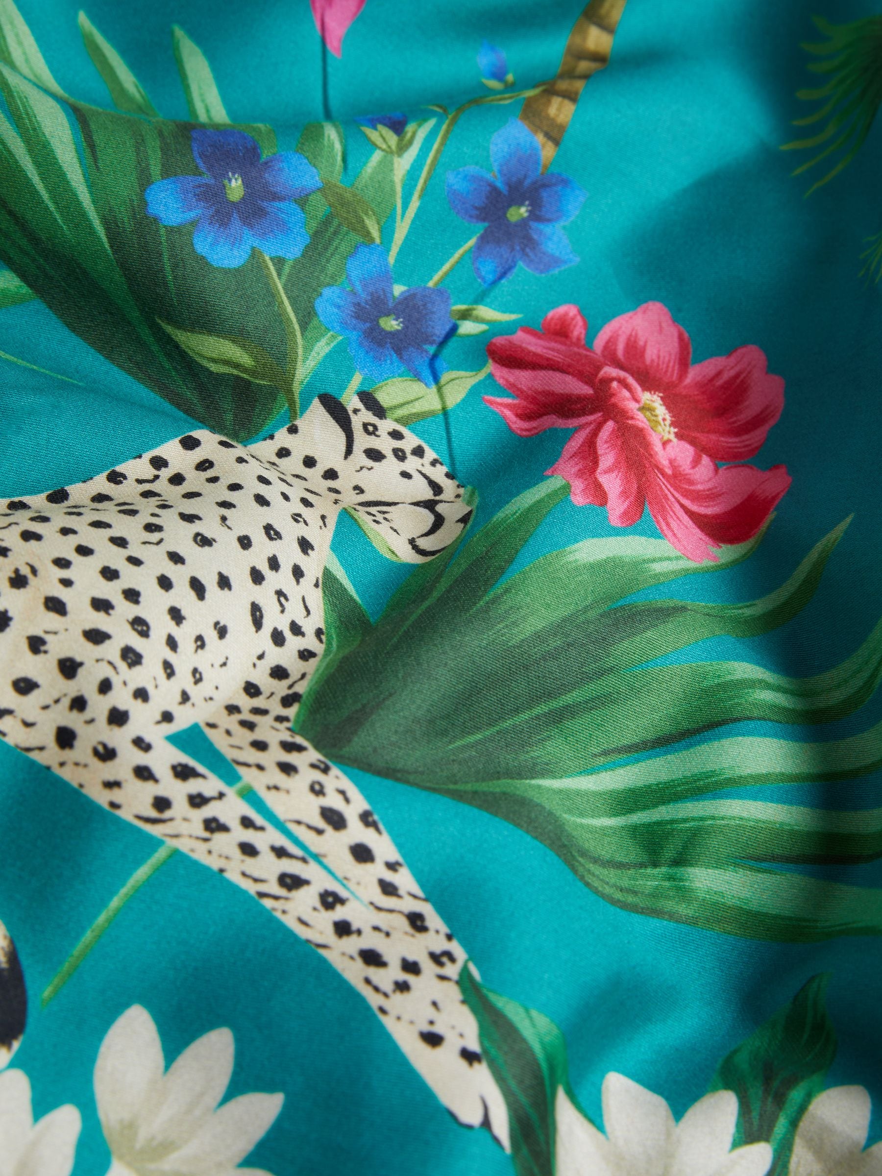 Teal Green Reversible Safari Duvet Cover and Pillowcase Set (British brand)