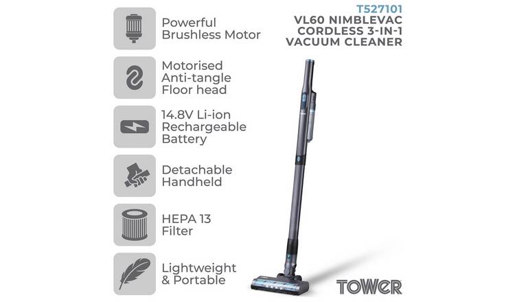 Tower VL60 NIMBLEVAC 3-in-1 Cordless Vacuum Cleaner GOODS Argos