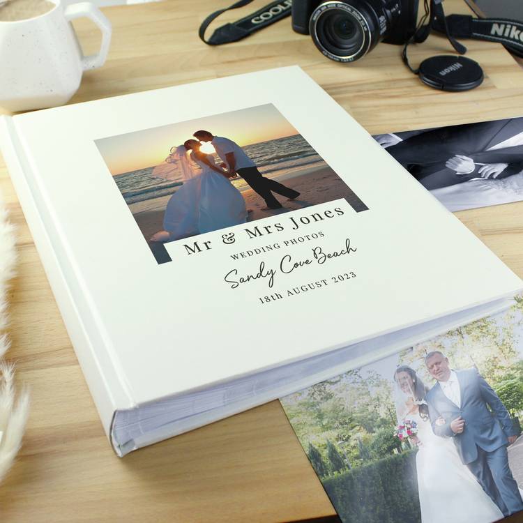 Personalised traditional photo album with satin finish, imported from the UK