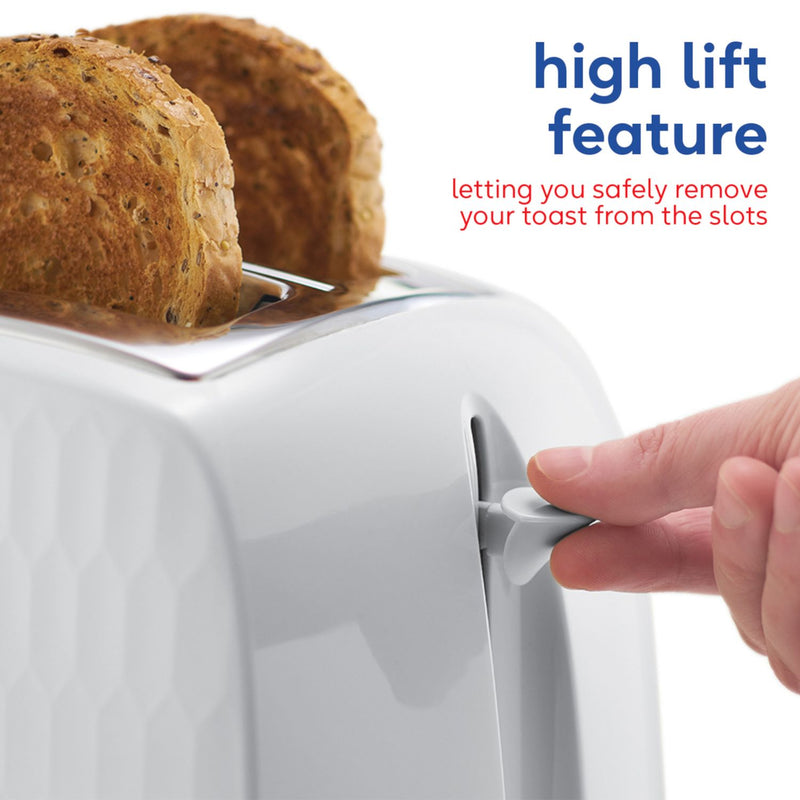 Russell Hobbs 2 slice plastic toaster in white, UK version