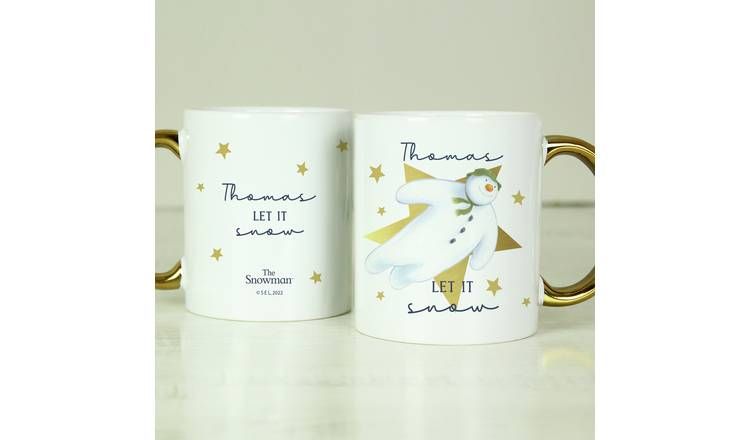 Personalised Message The Snowman Let It Snow Gold Handle Mug