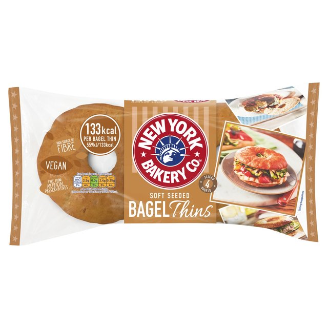 New York Bakery Co. Seeded Bagel Thins   4 per pack