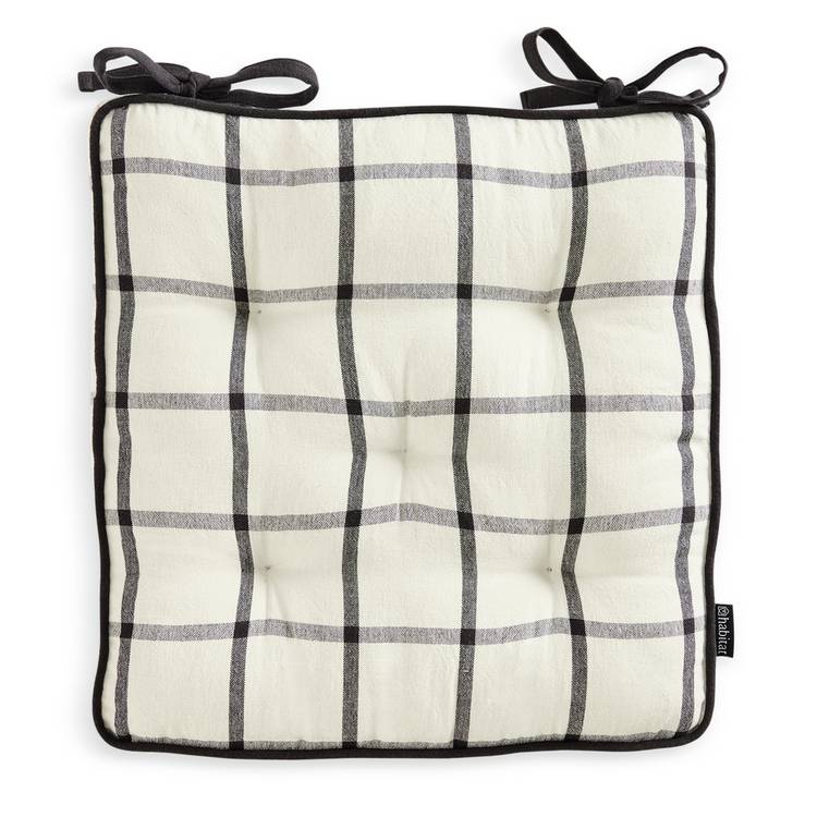 Habitat woven check seat cushions white 40cm - British product