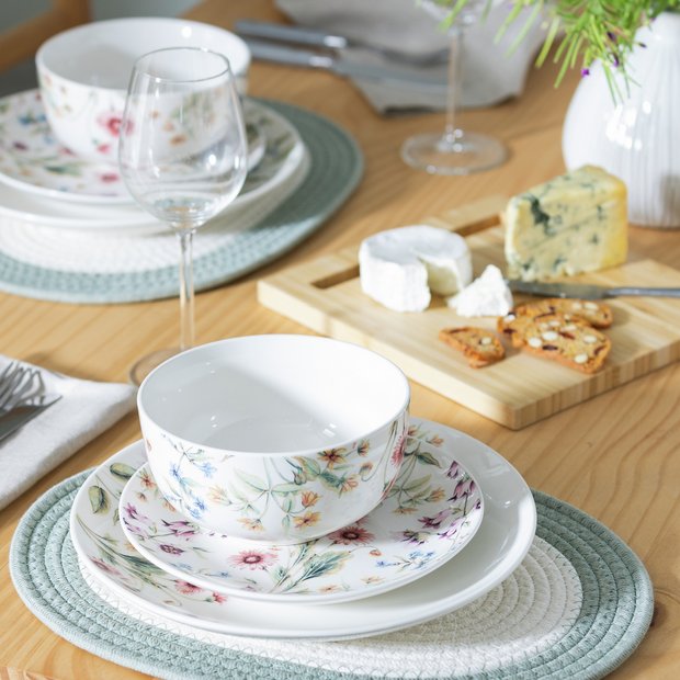 Argos Home bee floral stoneware dinner set 12 piece, UK version