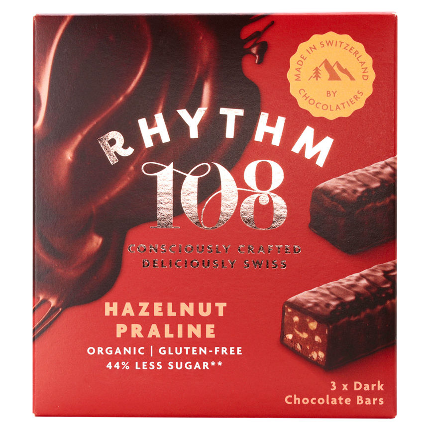 Rhythm 108 Swiss Vegan Hazelnut Praline Bars with Dark Chocolate Multi-pack Vegetarian & Vegan ASDA   