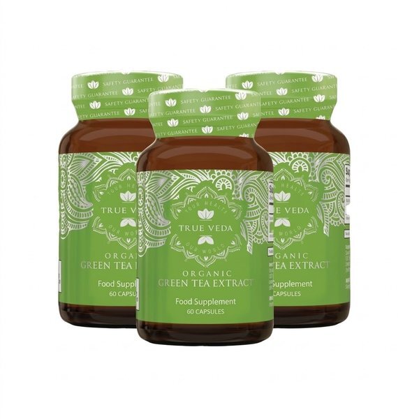 True Veda organic green tea extract 180 capsules, imported from the UK