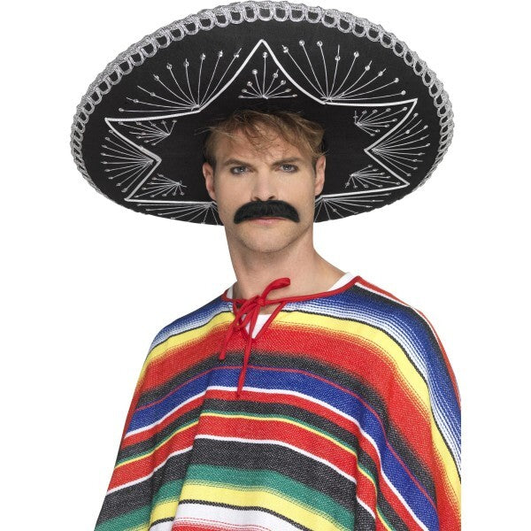 Smiffys deluxe authentic sombrero black with silver braiding (British brand)